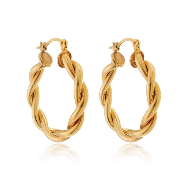 Brincos Argola Entrelaçada Banhado a Ouro 18k