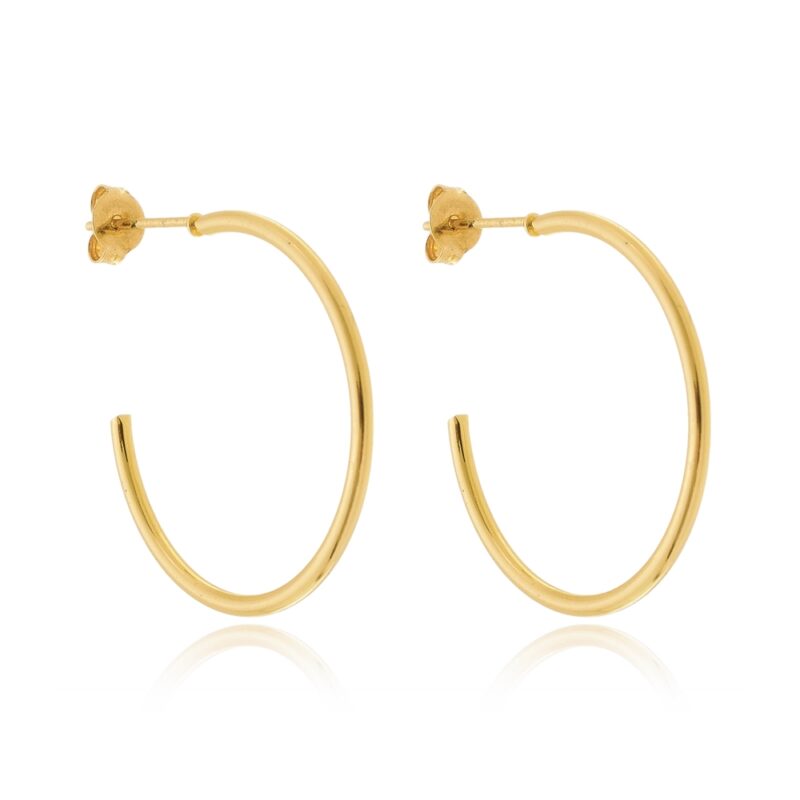 Brinco de Argola Médio Aberto Banhado a Ouro 18k