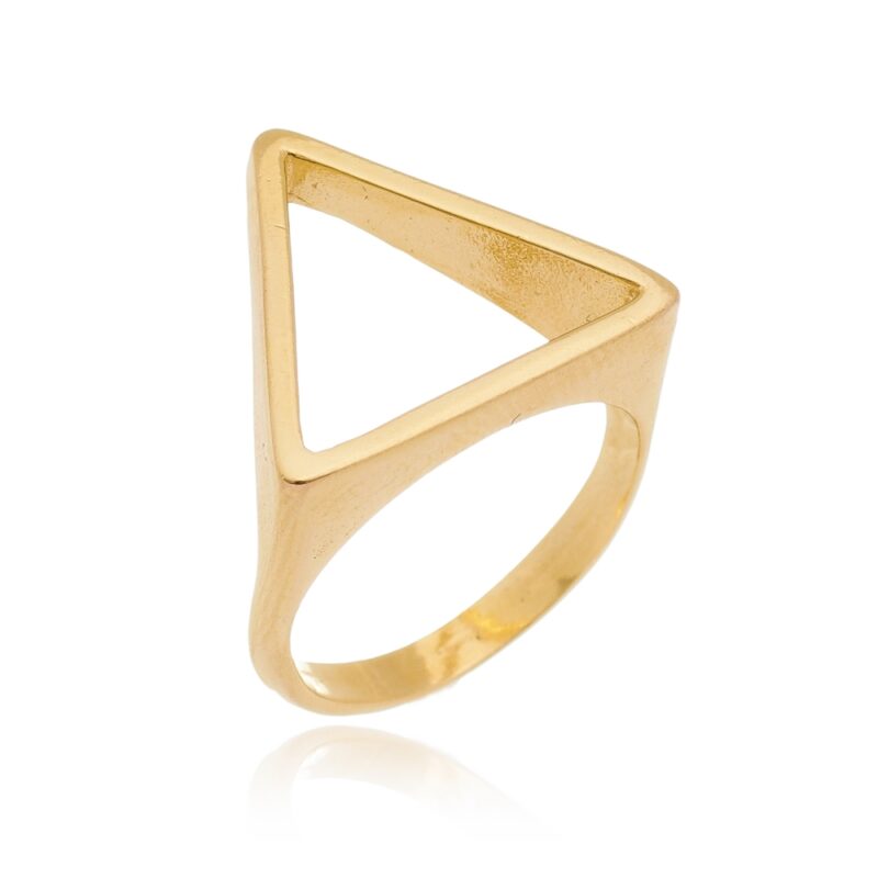 Anel Triângulo Banhado a Ouro 18k