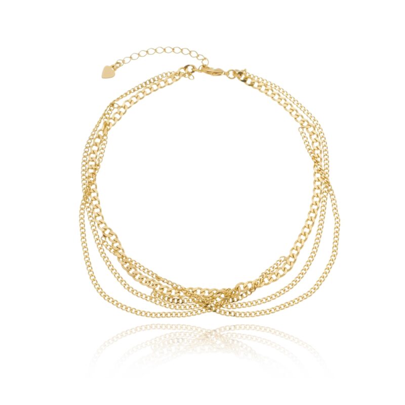 Tornozeleira 5 Correntes Banhada a Ouro 18k