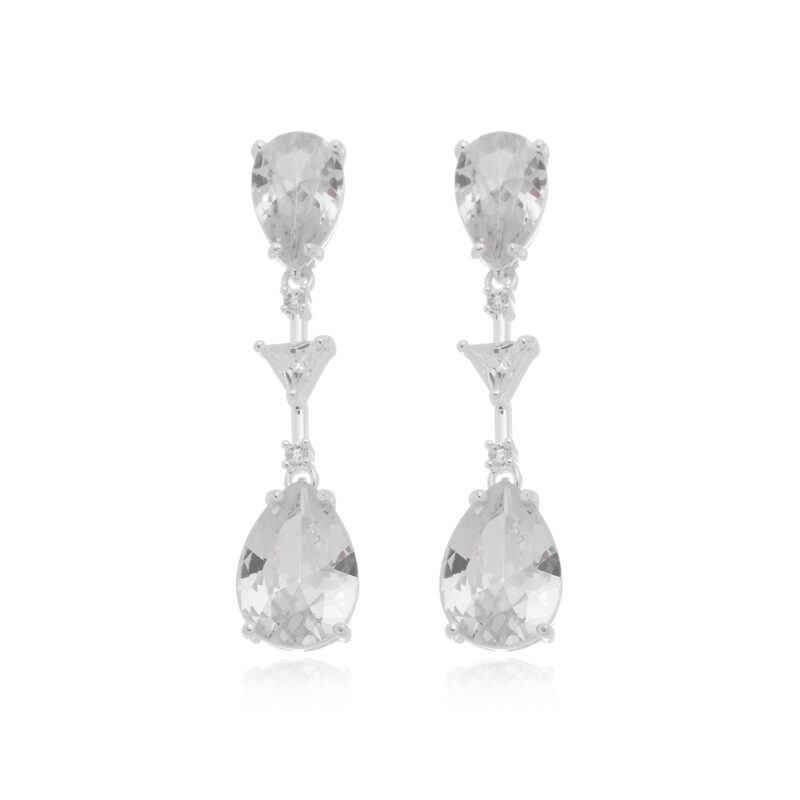 Brinco Gota Cristal Banhado a Prata