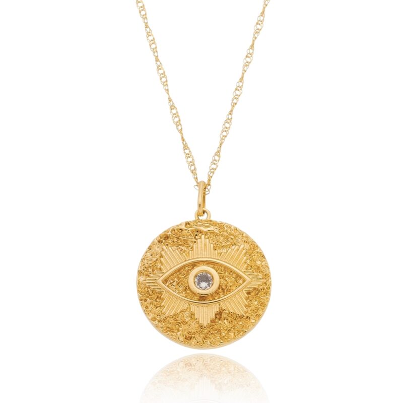 Gargantilha Olho Grego com Cristal Banhada a Ouro 18k