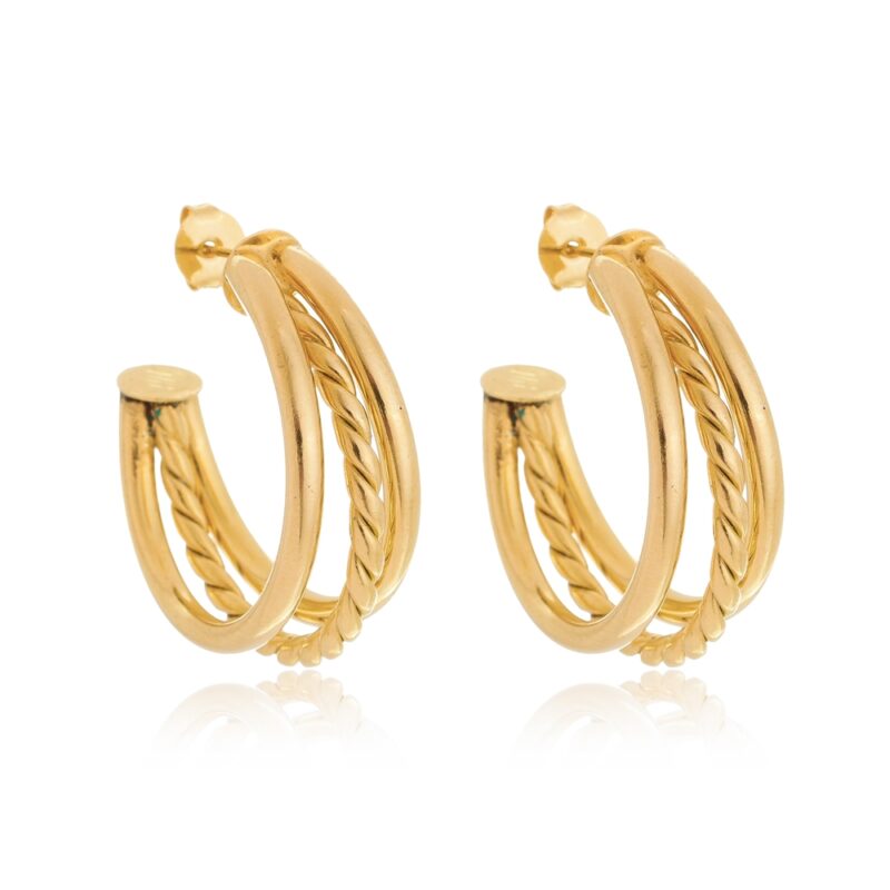 Brinco 3 Argolas Banhado a Ouro 18k