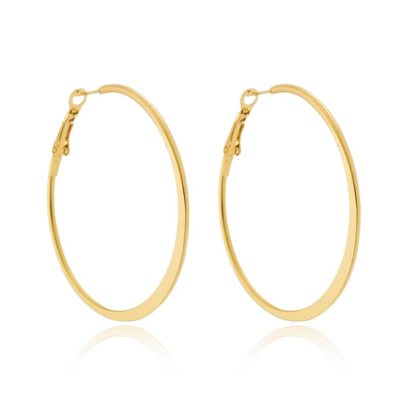 Brinco Argola Achatada Banhado a Ouro 18k