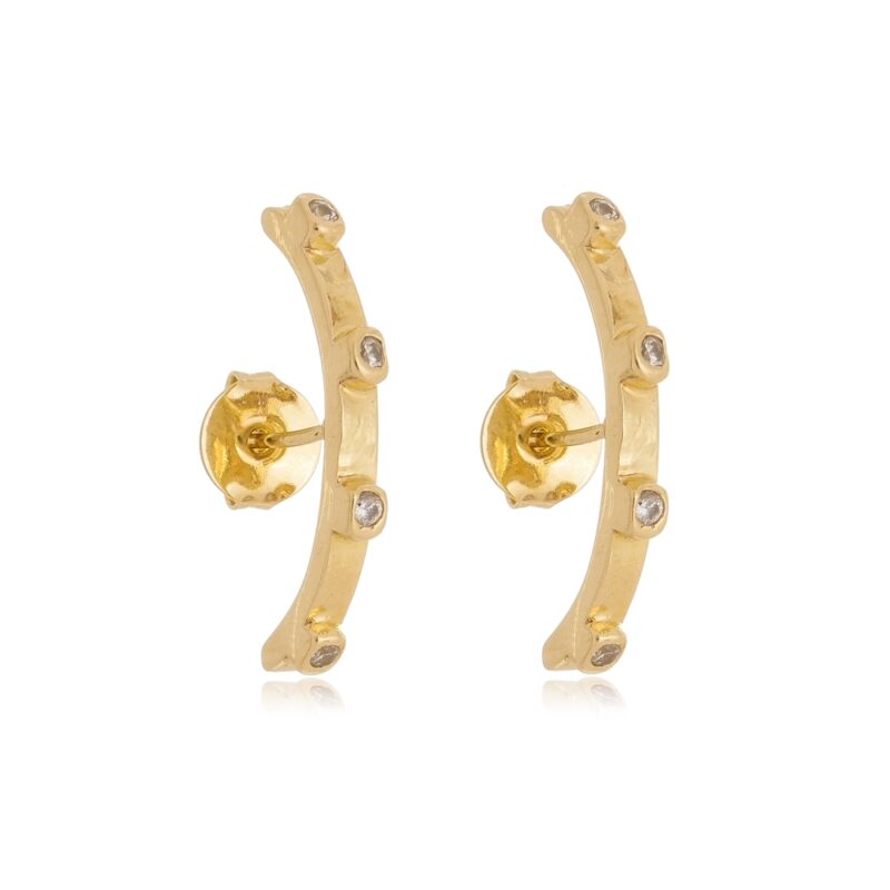Brinco com 4 Pedras de Zircônia Banhado a Ouro 18k