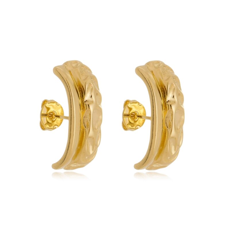 Brinco Coroa Meia Argola Banhado a Ouro 18k