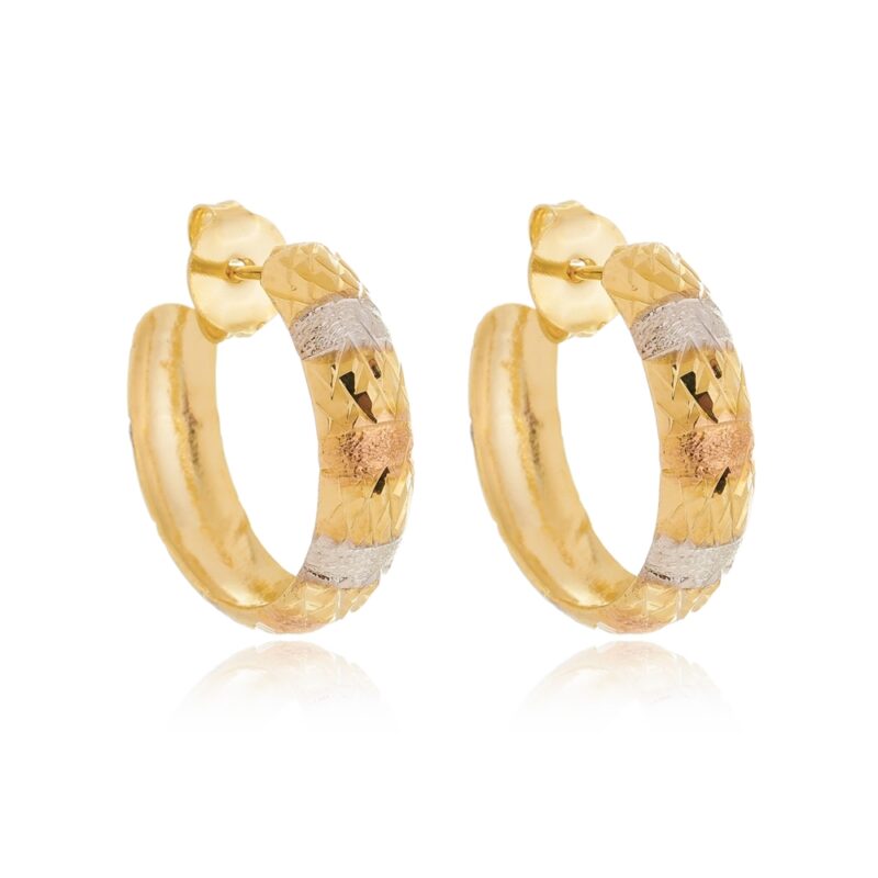 Brinco Argola 3 Tons Banhado a Ouro 18k
