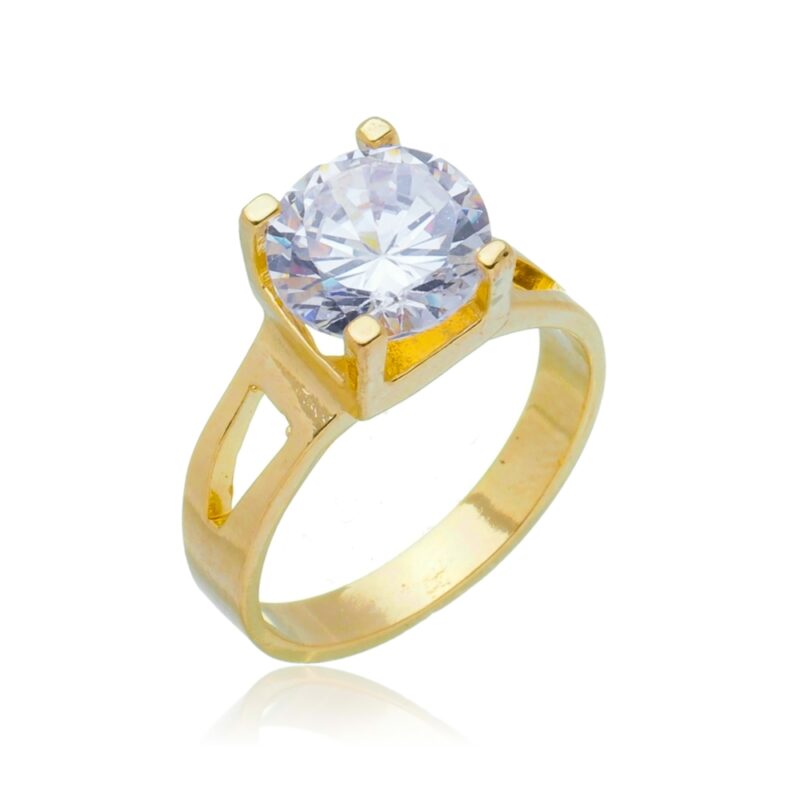 Anel Pedra Cristal Banhado a Ouro 18k