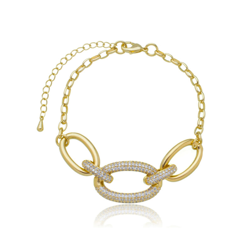 Pulseira Elos em Zircônia Banhada Ouro 18k