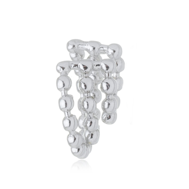 Piercing Fake Bolinhas 3 Fileiras Banhado a Ródio Branco