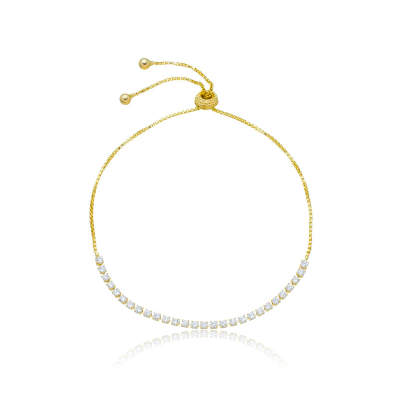 Pulseira Zircônia Ajustável Banhada Ouro 18k