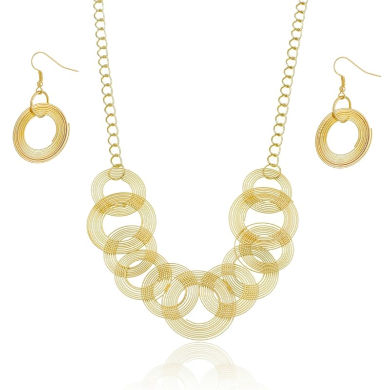 Conjunto de Colar e Brinco Espiral Banhado a Ouro 18k