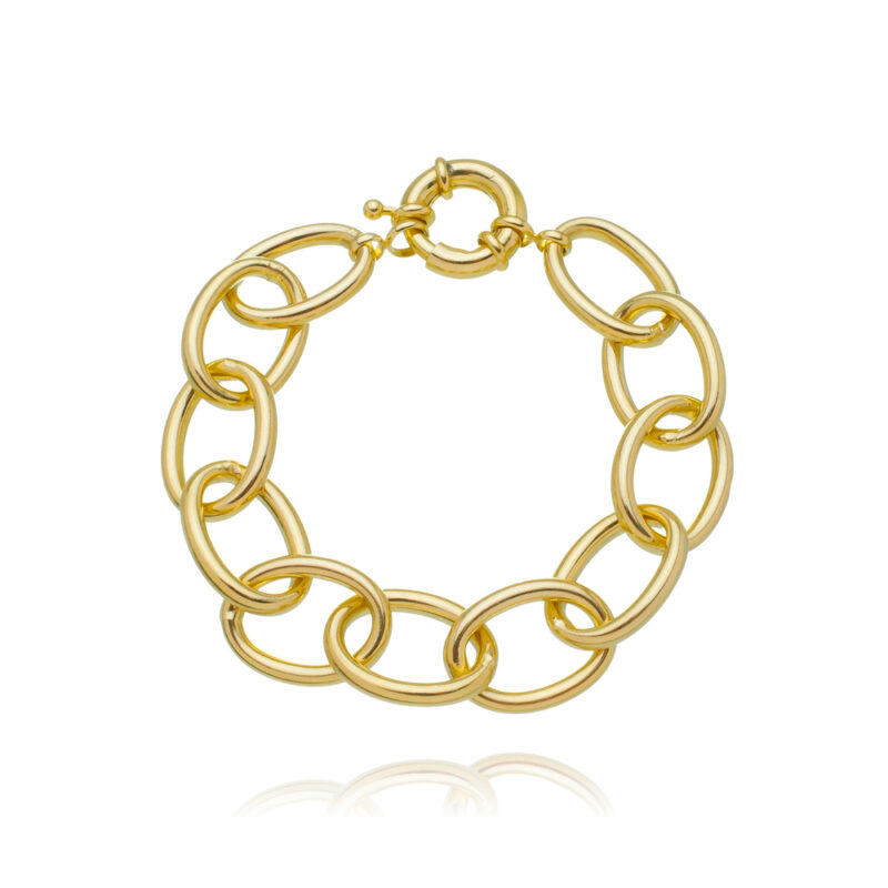 Pulseira Elos Grandes Banhada a Ouro 18k