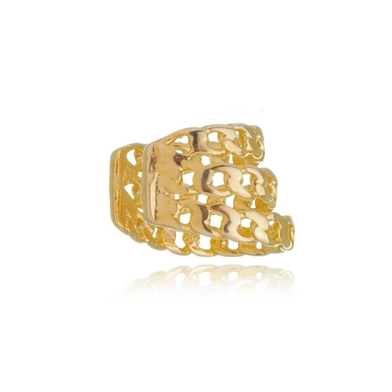 Piercing Fake 3 Fileiras Banhado a Ouro 18k
