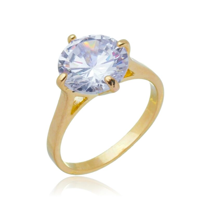 Anel Pedra Cristal Banhado a Ouro 18k