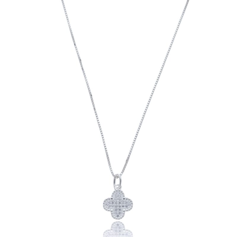Conjunto Brinco e Colar Pérola e Microzircônia Prata 925